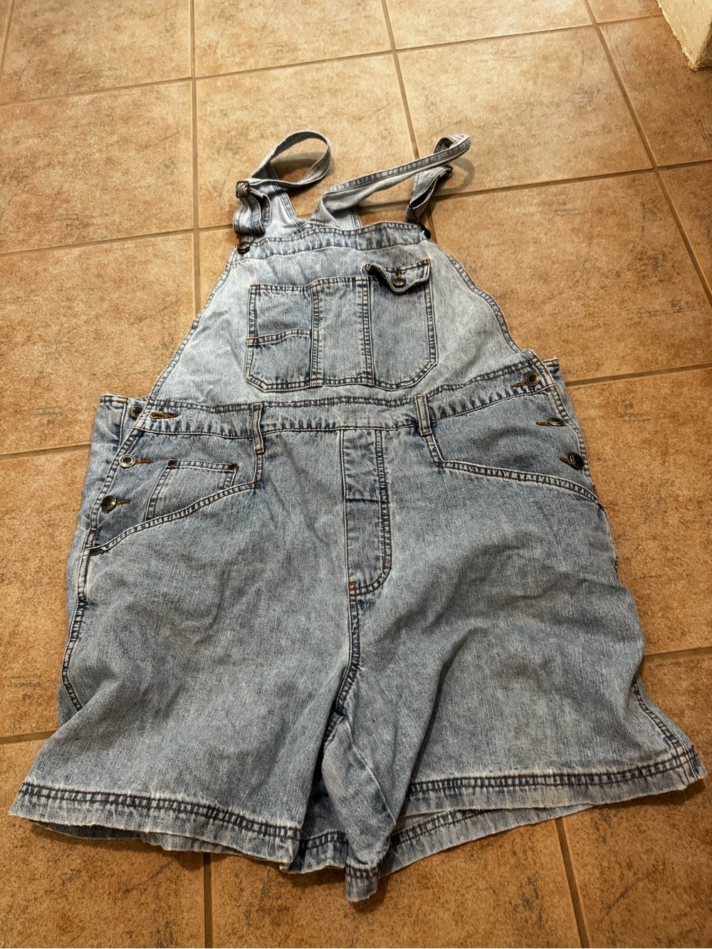 Vintage St. Louis John's Bay Light Blue Denim Short Overalls